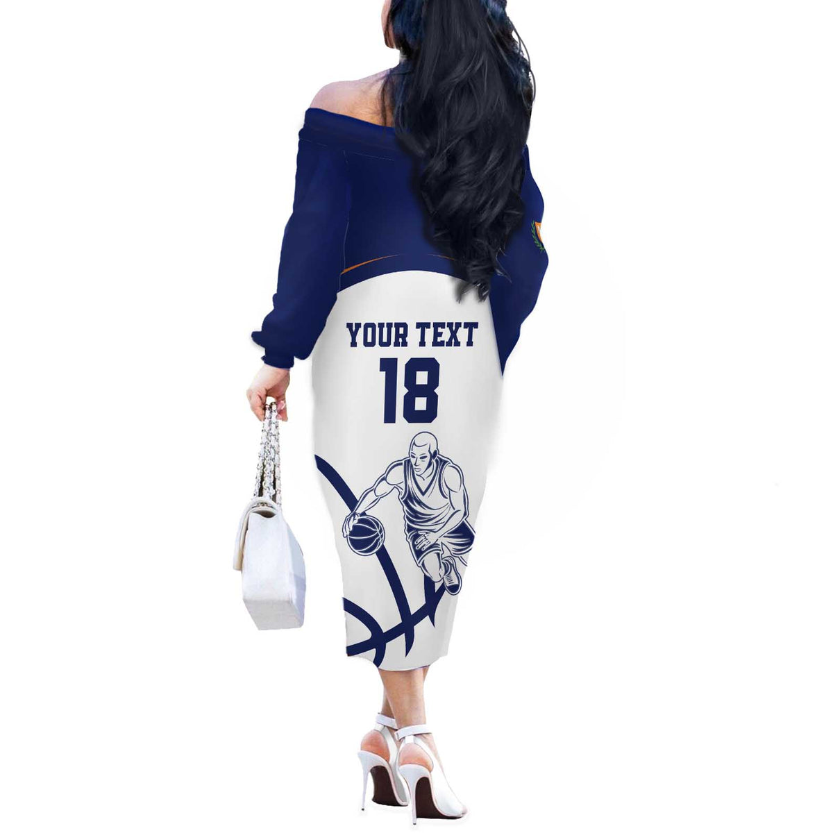 Cyprus Basketball Custom Off The Shoulder Long Sleeve Dress Go Champion - Wonder Print Shop