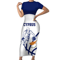 Cyprus Basketball Custom Short Sleeve Bodycon Dress Go Champion - Wonder Print Shop