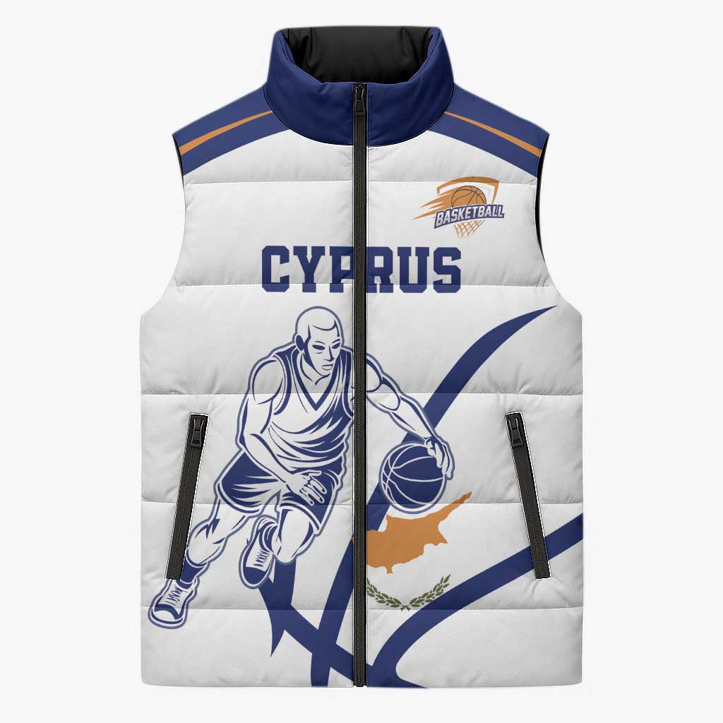 Cyprus Basketball Custom Sleeveless Puffer Jacket Go Champion - Wonder Print Shop