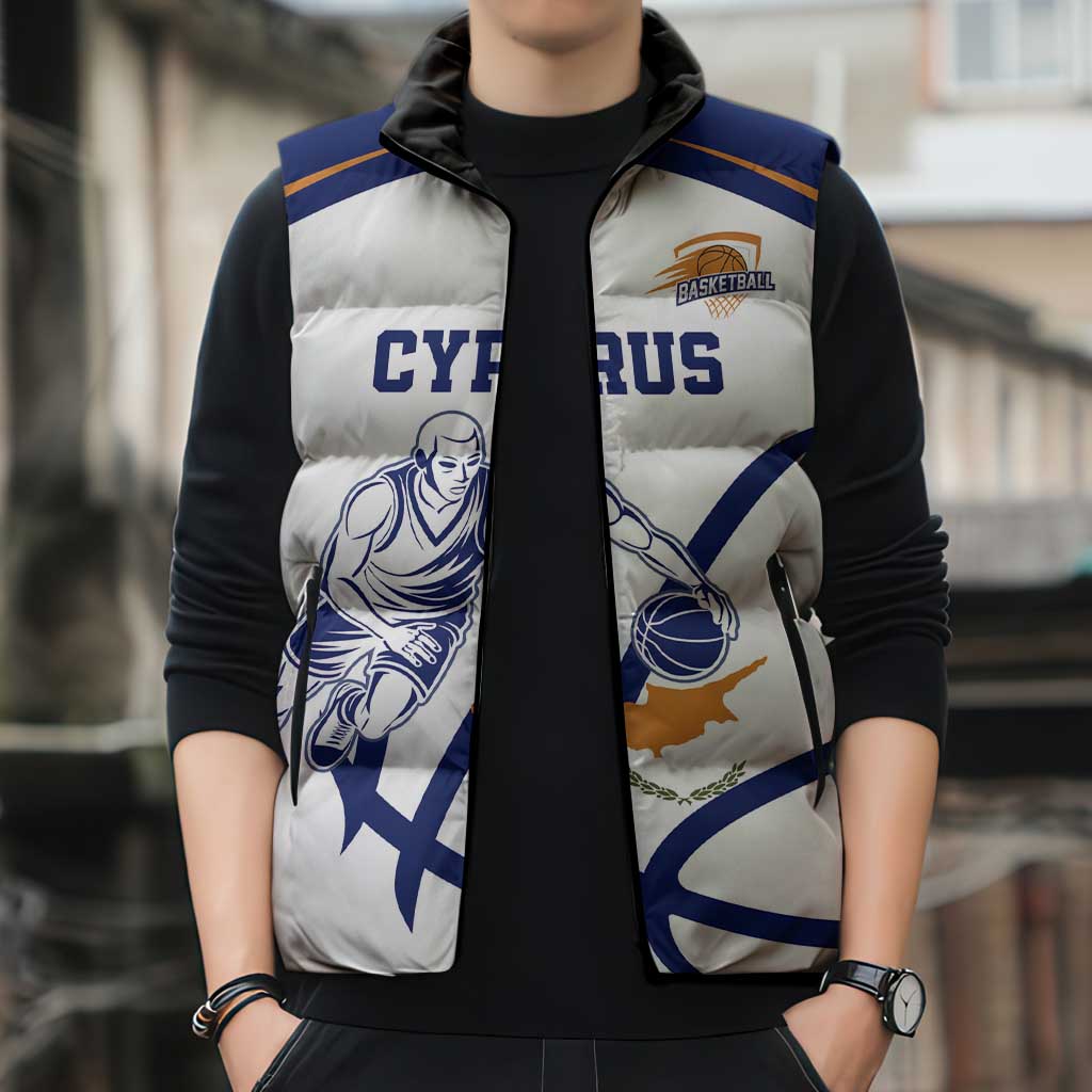 Cyprus Basketball Custom Sleeveless Puffer Jacket Go Champion - Wonder Print Shop
