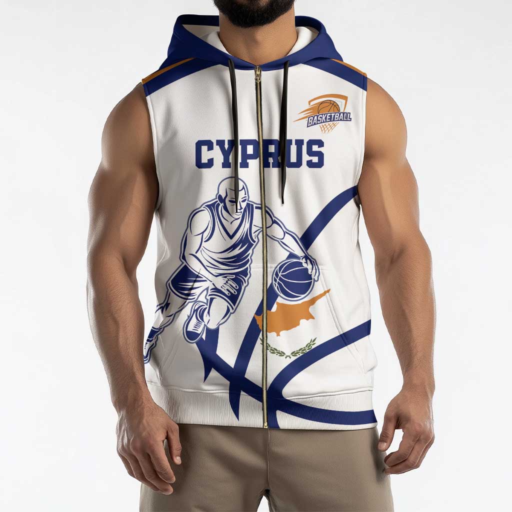 Cyprus Basketball Custom Sleeveless Zip Hoodie Go Champion - Wonder Print Shop