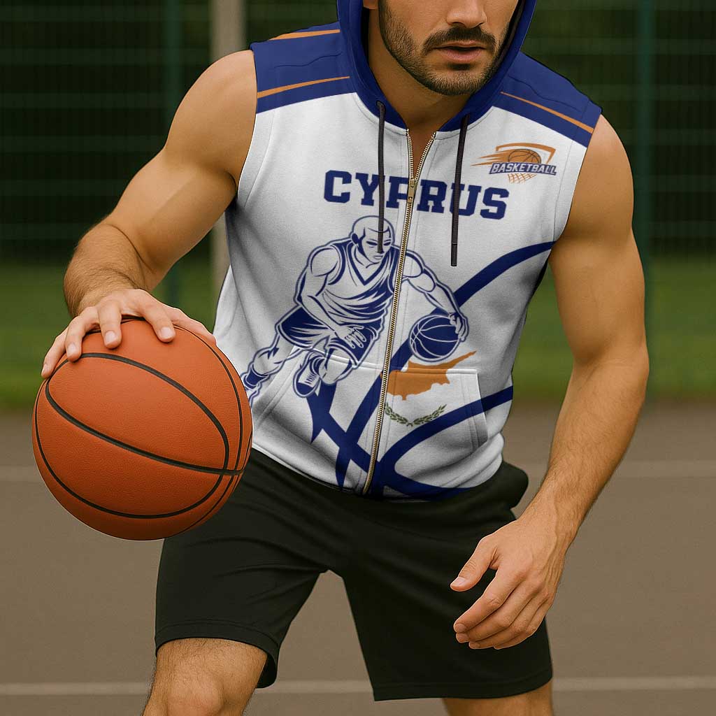 Cyprus Basketball Custom Sleeveless Zip Hoodie Go Champion - Wonder Print Shop