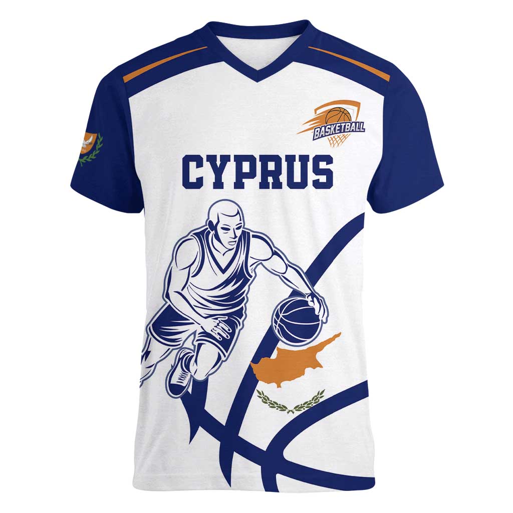 Cyprus Basketball Custom Women V-Neck T-Shirt Go Champion - Wonder Print Shop
