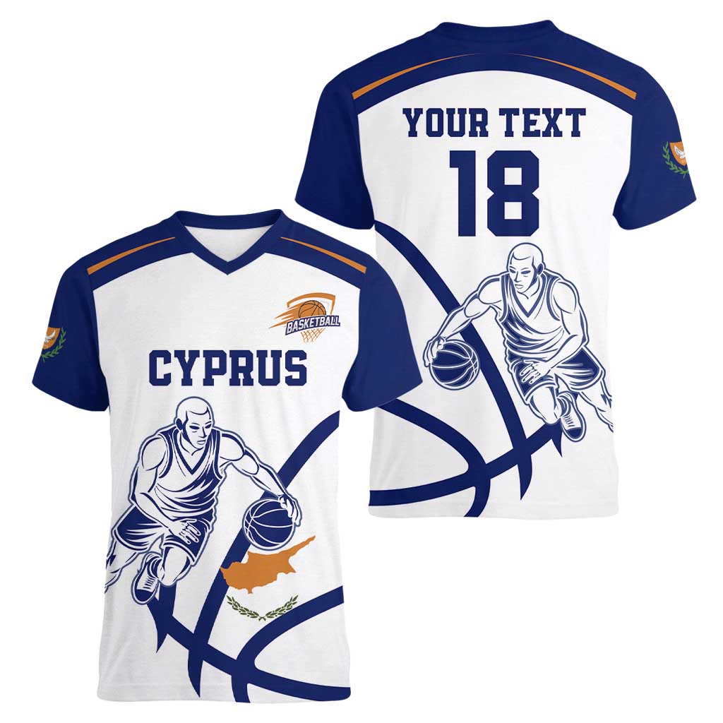 Cyprus Basketball Custom Women V-Neck T-Shirt Go Champion - Wonder Print Shop