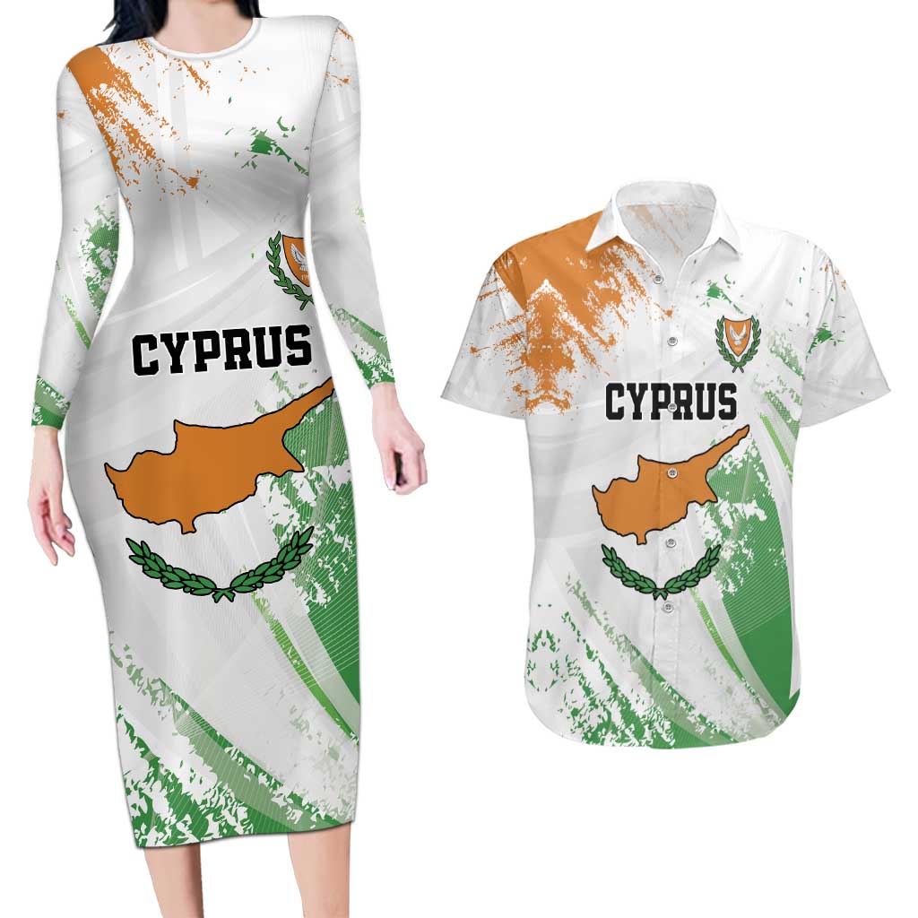 Custom Cyprus Couples Matching Long Sleeve Bodycon Dress and Hawaiian Shirt Sporty Style - Wonder Print Shop