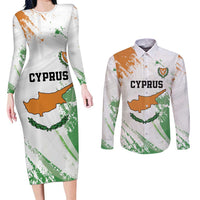 Custom Cyprus Couples Matching Long Sleeve Bodycon Dress and Long Sleeve Button Shirt Sporty Style - Wonder Print Shop