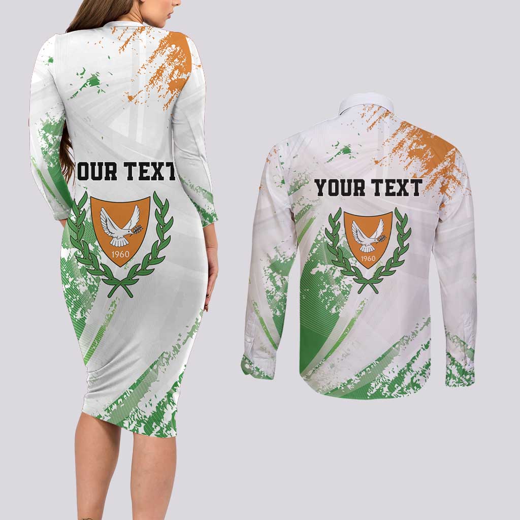 Custom Cyprus Couples Matching Long Sleeve Bodycon Dress and Long Sleeve Button Shirt Sporty Style - Wonder Print Shop