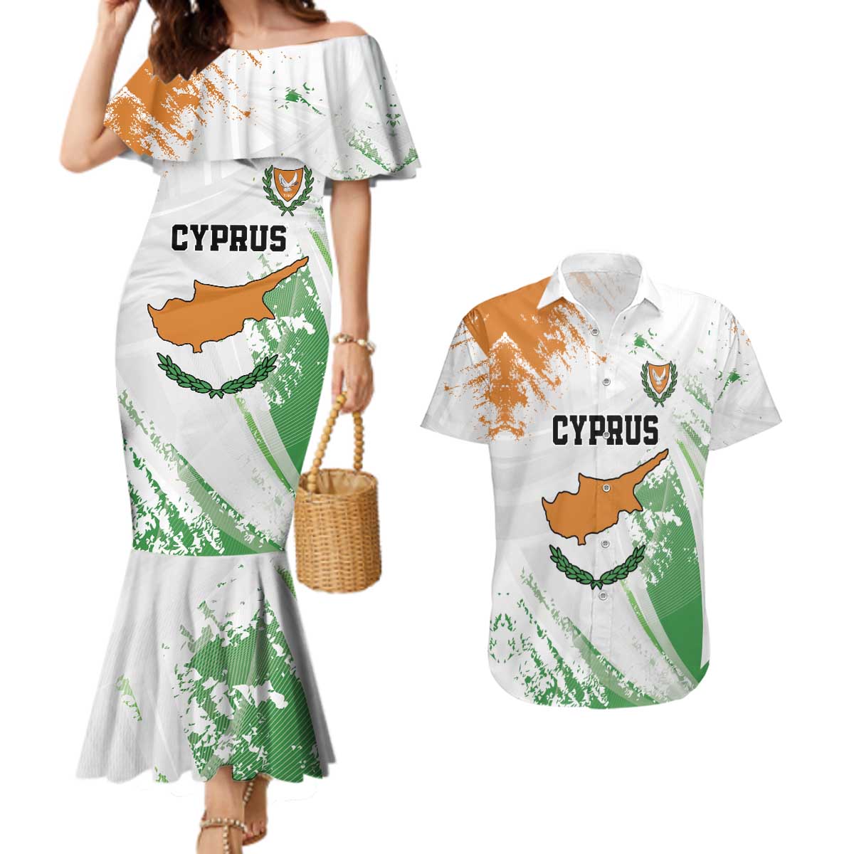 Custom Cyprus Couples Matching Mermaid Dress and Hawaiian Shirt Sporty Style - Wonder Print Shop
