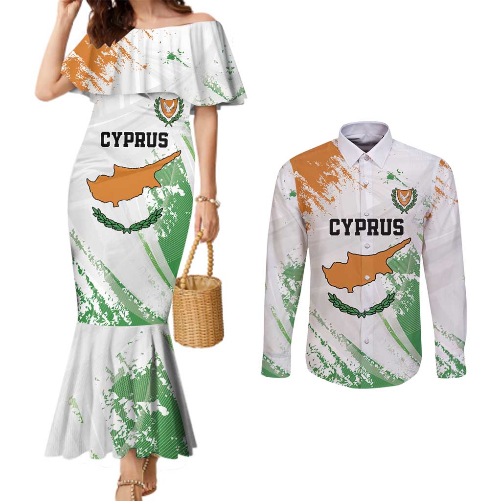 Custom Cyprus Couples Matching Mermaid Dress and Long Sleeve Button Shirt Sporty Style - Wonder Print Shop