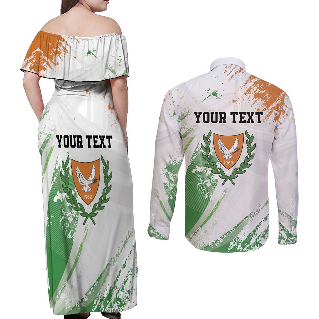Custom Cyprus Couples Matching Off Shoulder Maxi Dress and Long Sleeve Button Shirt Sporty Style - Wonder Print Shop