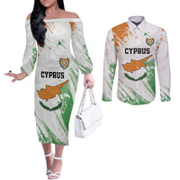 Custom Cyprus Couples Matching Off The Shoulder Long Sleeve Dress and Long Sleeve Button Shirt Sporty Style - Wonder Print Shop