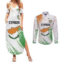 Custom Cyprus Couples Matching Summer Maxi Dress and Long Sleeve Button Shirt Sporty Style - Wonder Print Shop