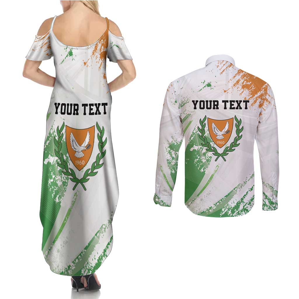 Custom Cyprus Couples Matching Summer Maxi Dress and Long Sleeve Button Shirt Sporty Style - Wonder Print Shop