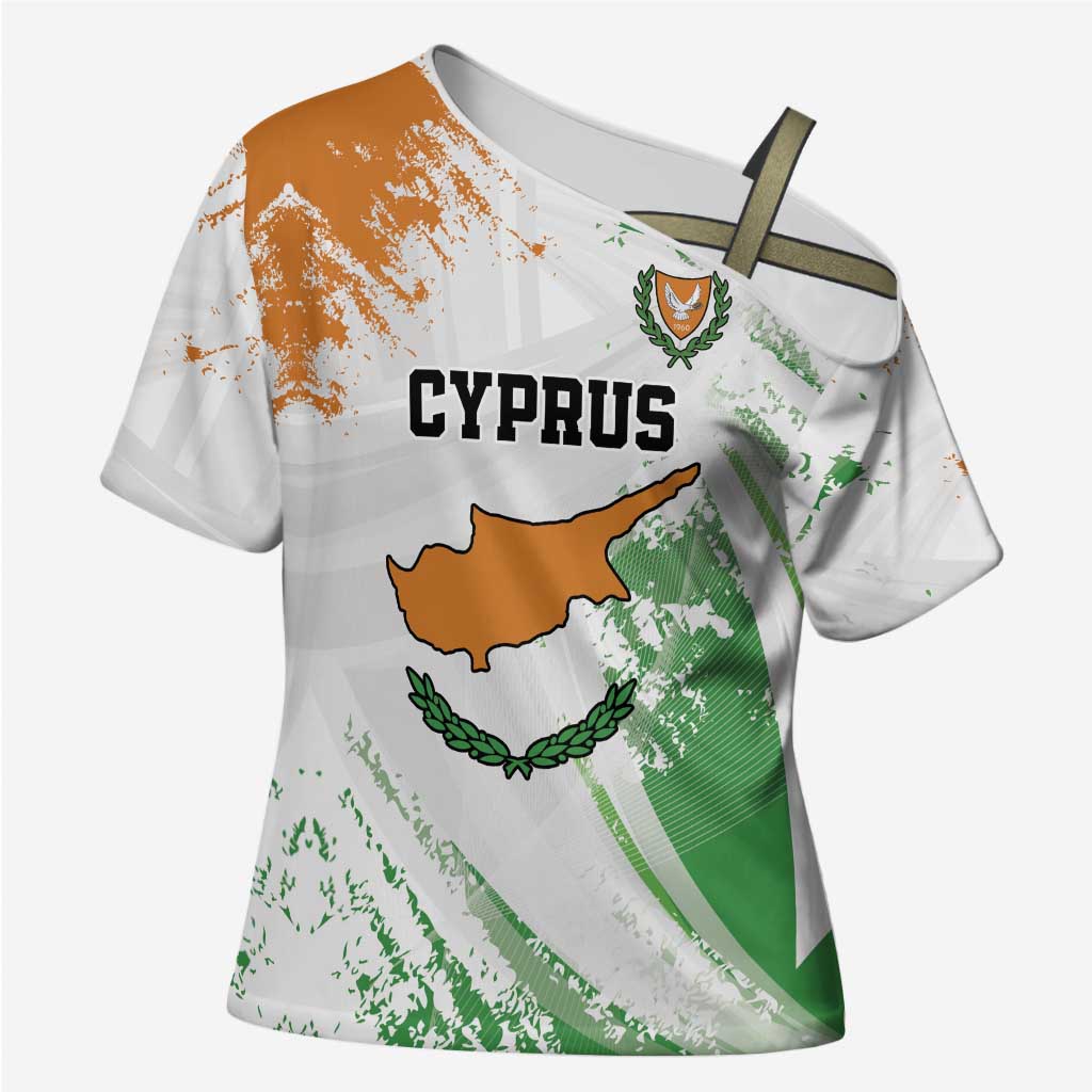 Custom Cyprus Cross Shoulder Shirt Sporty Style - Wonder Print Shop