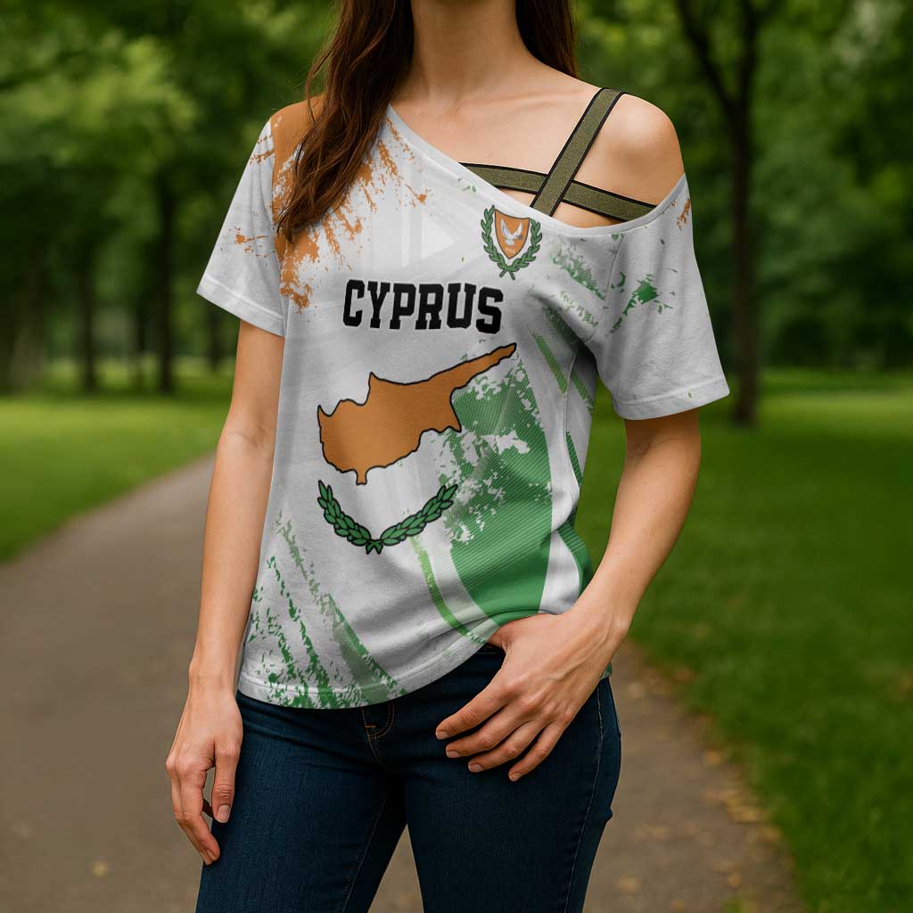 Custom Cyprus Cross Shoulder Shirt Sporty Style - Wonder Print Shop