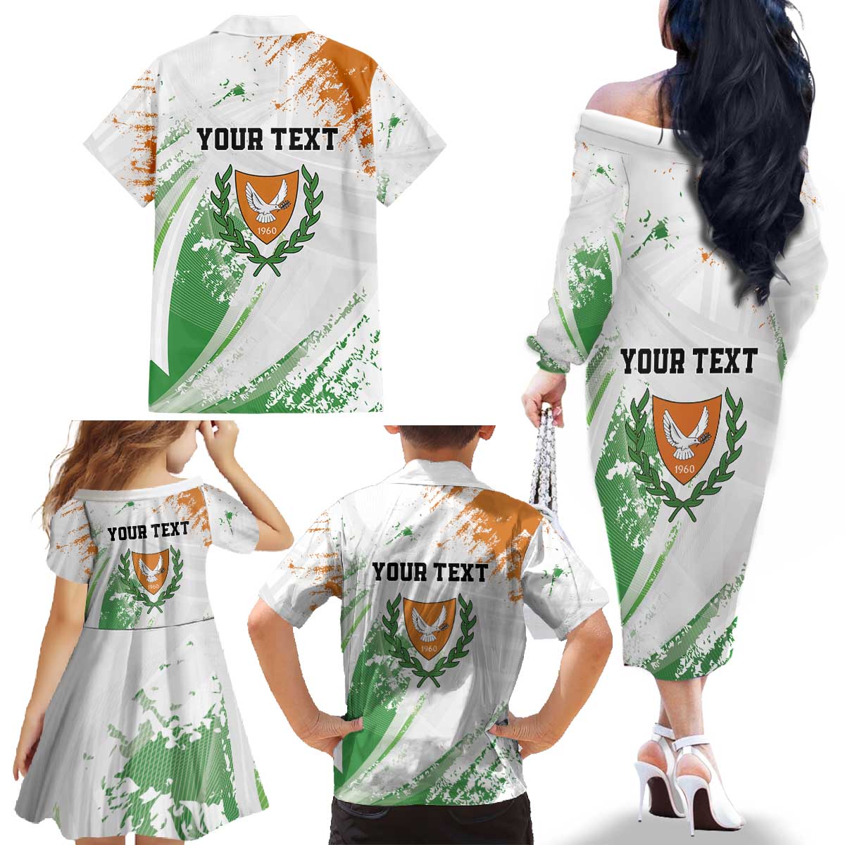 Custom Cyprus Family Matching Off The Shoulder Long Sleeve Dress and Hawaiian Shirt Sporty Style - Wonder Print Shop