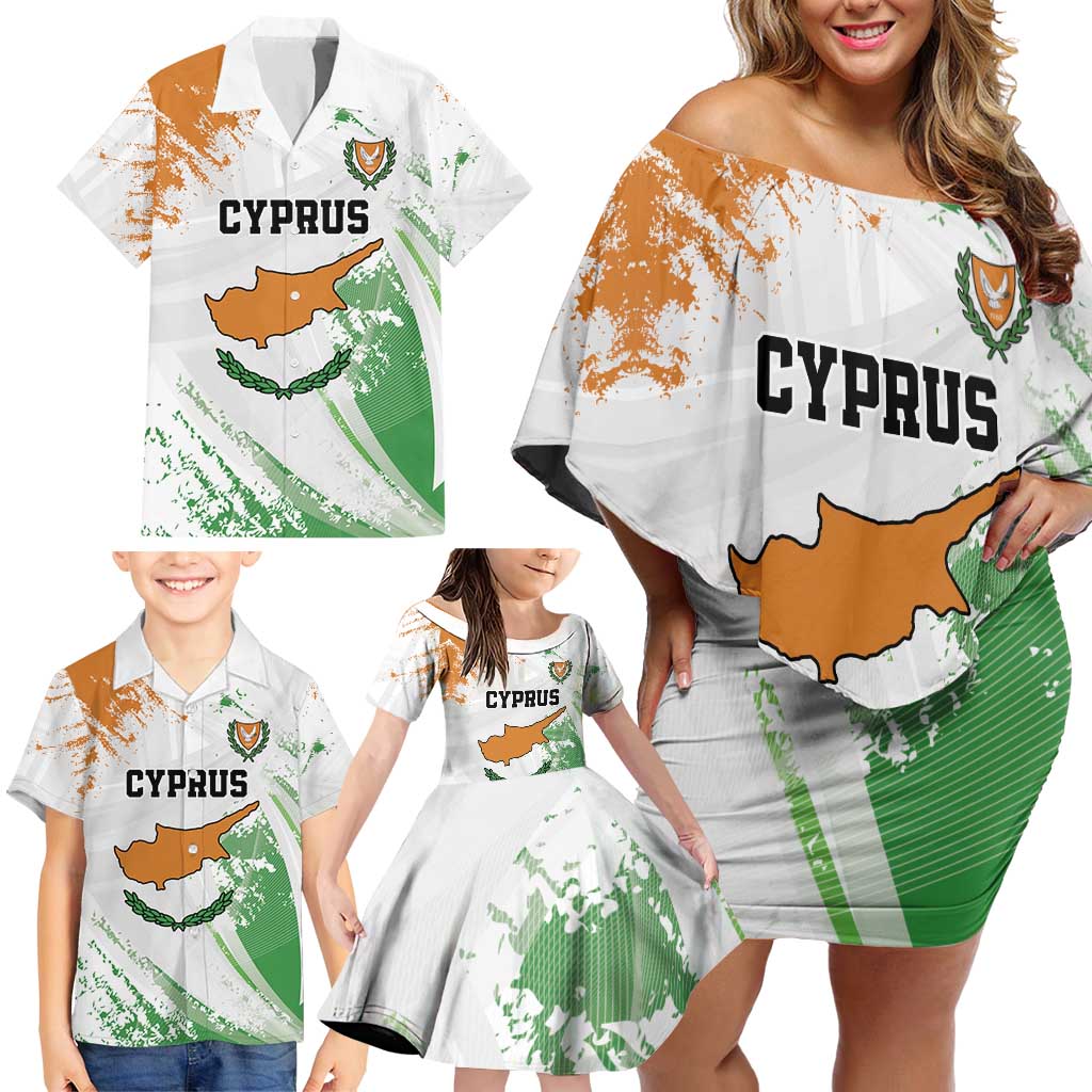 Custom Cyprus Family Matching Off Shoulder Short Dress and Hawaiian Shirt Sporty Style - Wonder Print Shop