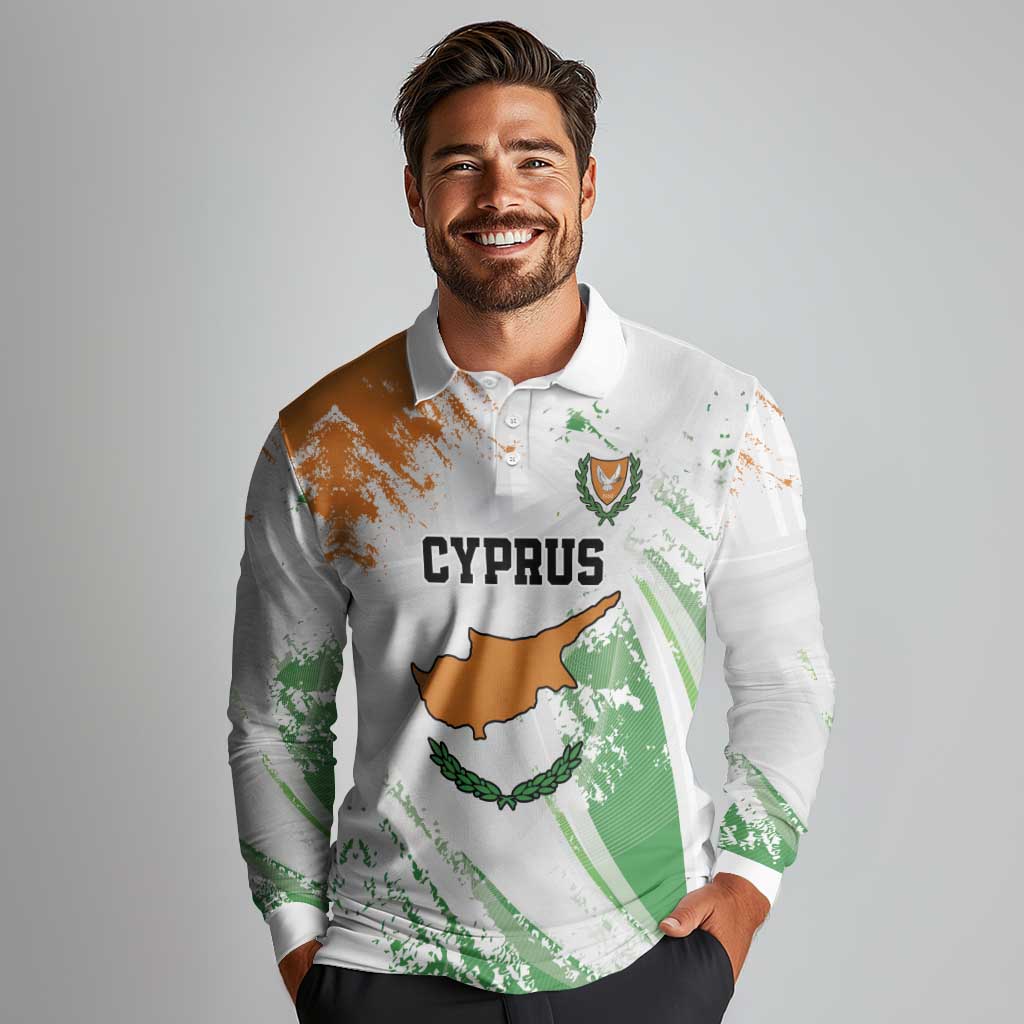 Custom Cyprus Long Sleeve Polo Shirt Sporty Style - Wonder Print Shop