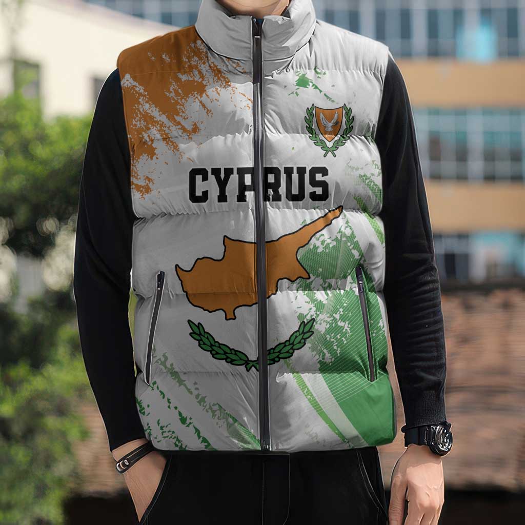 Custom Cyprus Sleeveless Puffer Jacket Sporty Style - Wonder Print Shop