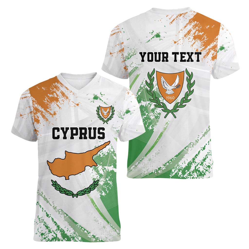 Custom Cyprus Women V-Neck T-Shirt Sporty Style - Wonder Print Shop