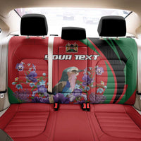 Personalized Kenya Lilac Breasted Roller Back Car Seat Cover With Violet Flowers - Wonder Print Shop