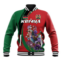 Personalized Kenya Lilac Breasted Roller Baseball Jacket With Violet Flowers - Wonder Print Shop