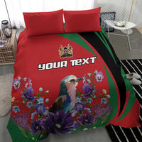 Personalized Kenya Lilac Breasted Roller Bedding Set With Violet Flowers - Wonder Print Shop