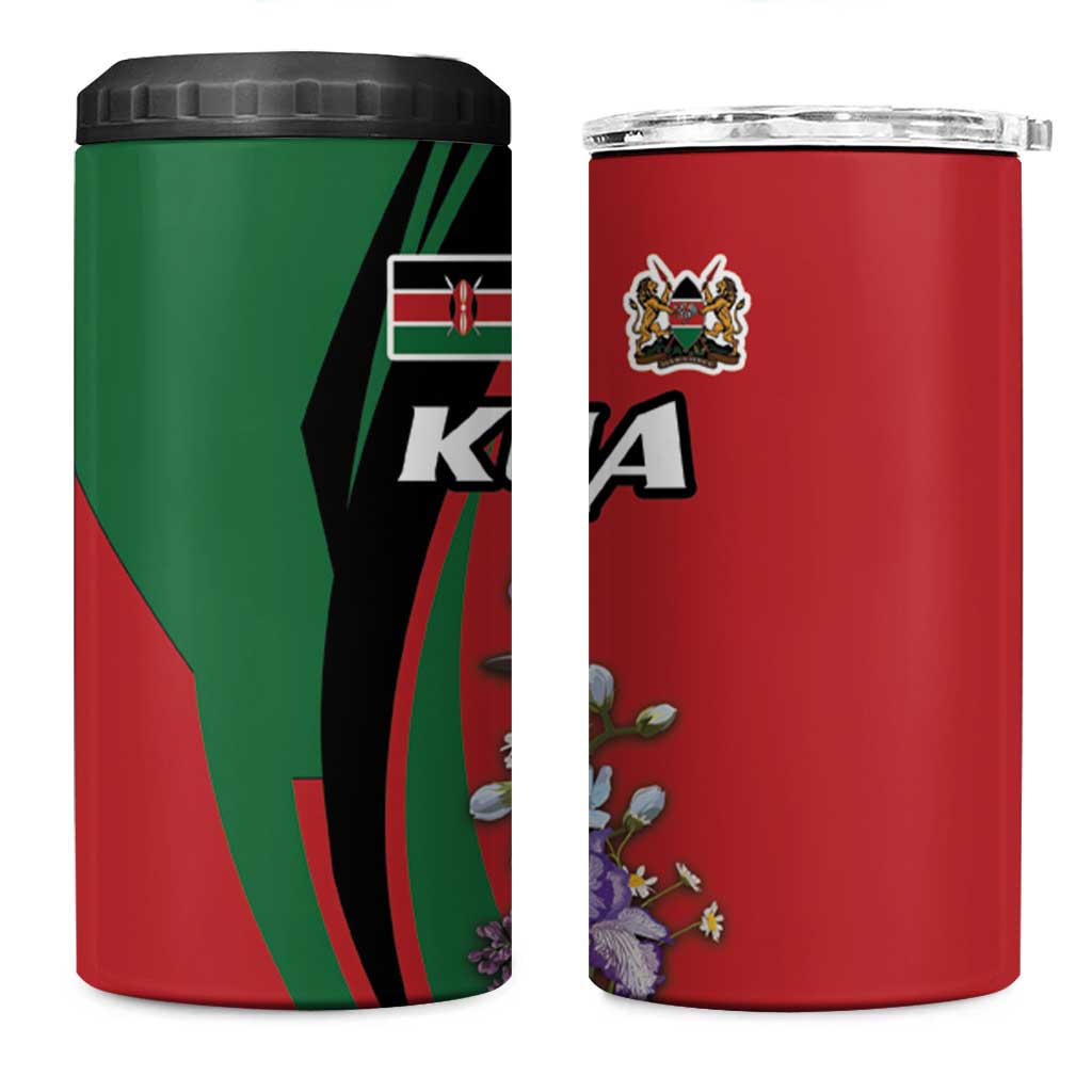 Kenya Lilac Breasted Roller 4 in 1 Can Cooler Tumbler With Violet Flowers - Wonder Print Shop