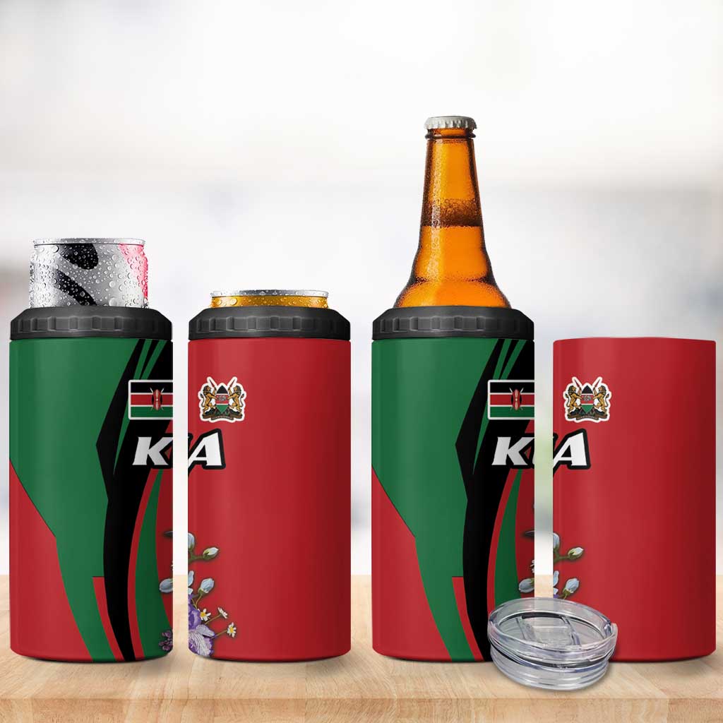 Kenya Lilac Breasted Roller 4 in 1 Can Cooler Tumbler With Violet Flowers - Wonder Print Shop