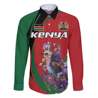 Personalized Kenya Lilac Breasted Roller Family Matching Off The Shoulder Long Sleeve Dress and Hawaiian Shirt With Violet Flowers - Wonder Print Shop