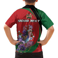 Personalized Kenya Lilac Breasted Roller Family Matching Off Shoulder Maxi Dress and Hawaiian Shirt With Violet Flowers - Wonder Print Shop