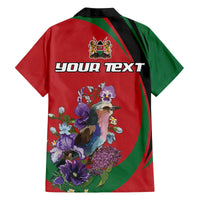 Personalized Kenya Lilac Breasted Roller Family Matching Puletasi and Hawaiian Shirt With Violet Flowers - Wonder Print Shop