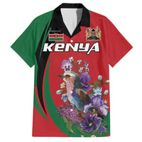 Personalized Kenya Lilac Breasted Roller Family Matching Short Sleeve Bodycon Dress and Hawaiian Shirt With Violet Flowers - Wonder Print Shop