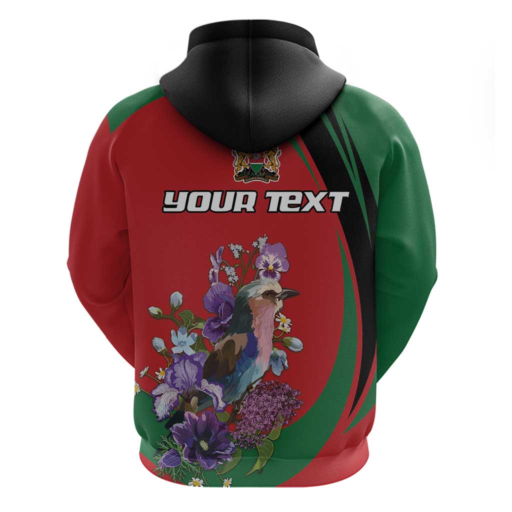 Personalized Kenya Lilac Breasted Roller Hoodie With Violet Flowers - Wonder Print Shop
