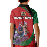 Personalized Kenya Lilac Breasted Roller Kid Polo Shirt With Violet Flowers - Wonder Print Shop