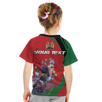 Personalized Kenya Lilac Breasted Roller Kid T Shirt With Violet Flowers - Wonder Print Shop