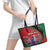 Personalized Kenya Lilac Breasted Roller Leather Tote Bag With Violet Flowers - Wonder Print Shop