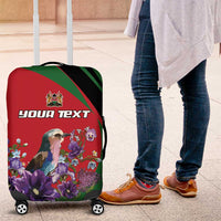 Personalized Kenya Lilac Breasted Roller Luggage Cover With Violet Flowers - Wonder Print Shop