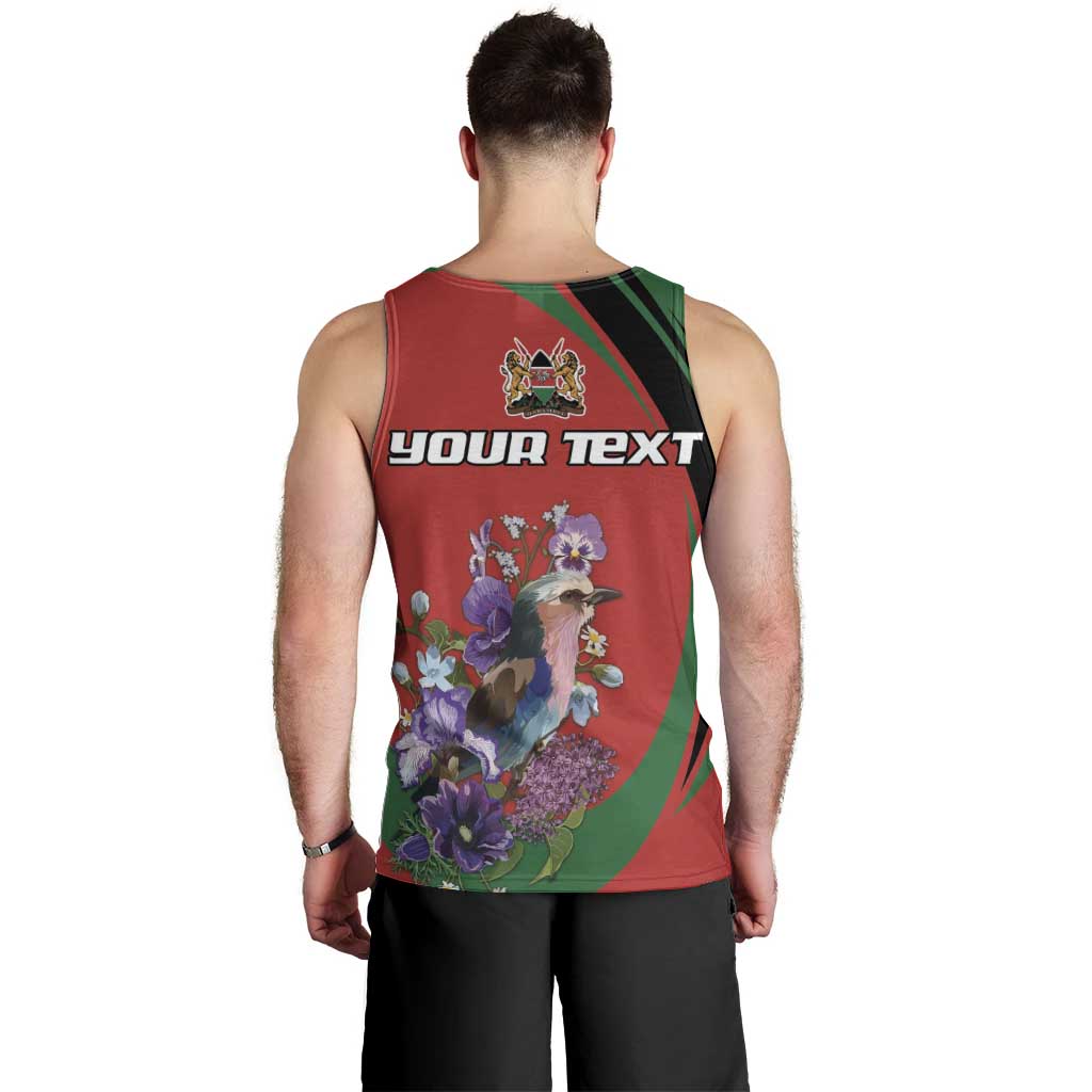 Personalized Kenya Lilac Breasted Roller Men Tank Top With Violet Flowers - Wonder Print Shop