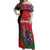 Personalized Kenya Lilac Breasted Roller Off Shoulder Maxi Dress With Violet Flowers - Wonder Print Shop