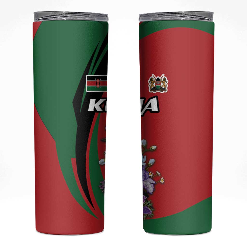 Kenya Lilac Breasted Roller Skinny Tumbler With Violet Flowers - Wonder Print Shop