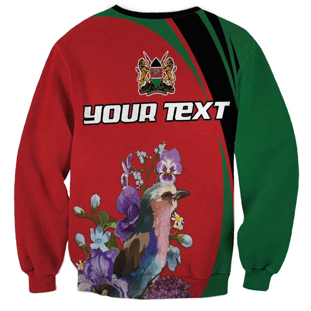 Personalized Kenya Lilac Breasted Roller Sweatshirt With Violet Flowers - Wonder Print Shop