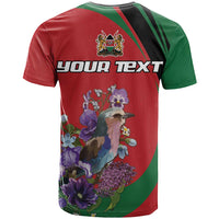 Personalized Kenya Lilac Breasted Roller T Shirt With Violet Flowers - Wonder Print Shop