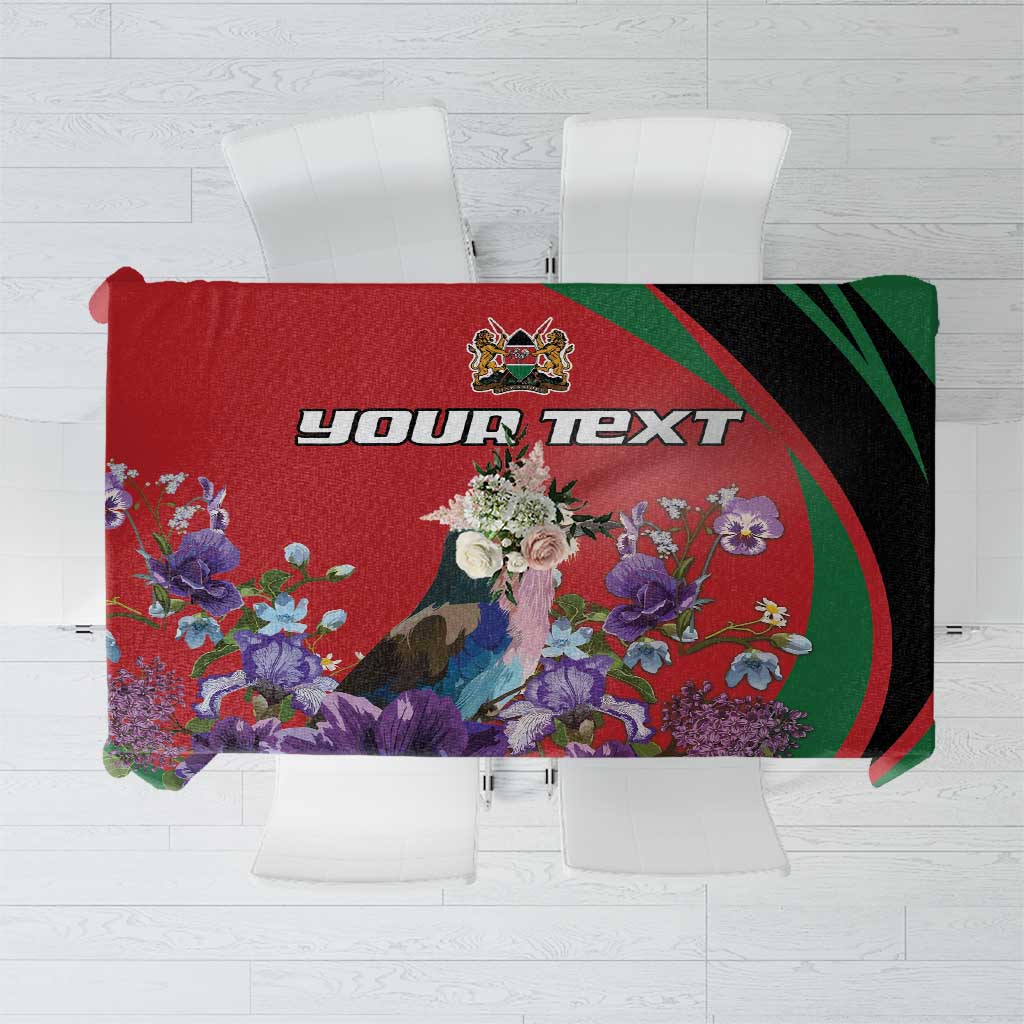 Personalized Kenya Lilac Breasted Roller Tablecloth With Violet Flowers - Wonder Print Shop