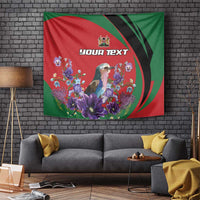 Personalized Kenya Lilac Breasted Roller Tapestry With Violet Flowers - Wonder Print Shop