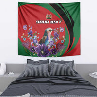 Personalized Kenya Lilac Breasted Roller Tapestry With Violet Flowers - Wonder Print Shop