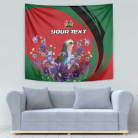 Personalized Kenya Lilac Breasted Roller Tapestry With Violet Flowers - Wonder Print Shop
