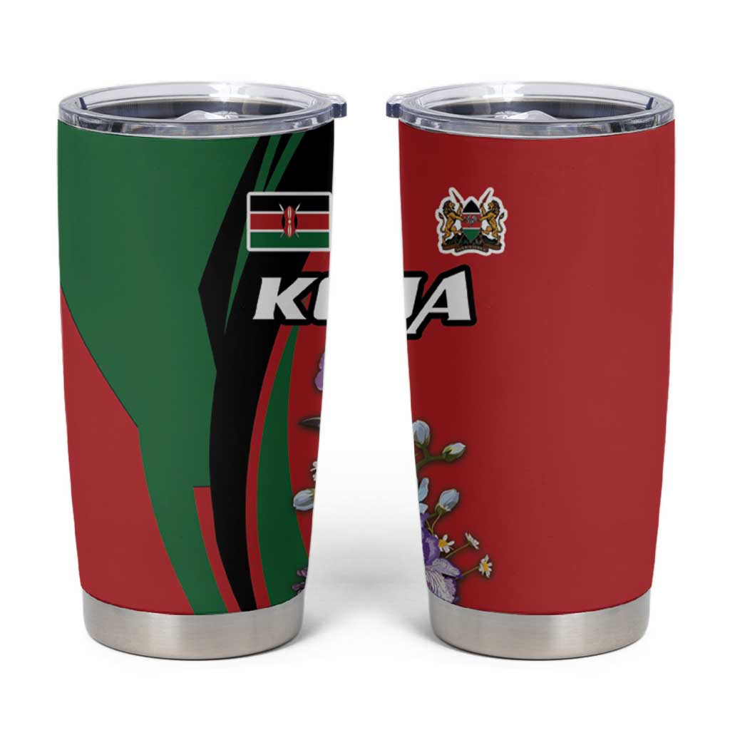 Kenya Lilac Breasted Roller Tumbler Cup With Violet Flowers - Wonder Print Shop