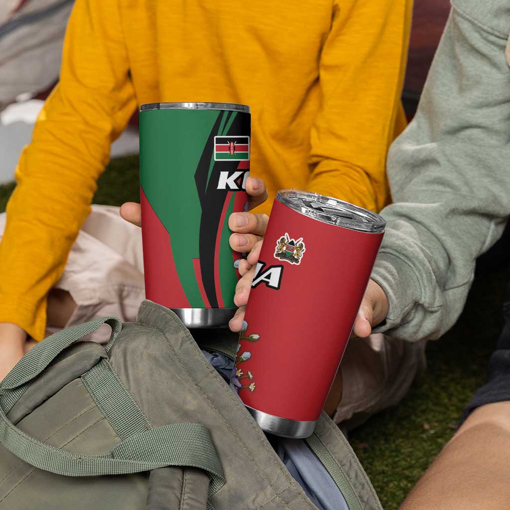 Kenya Lilac Breasted Roller Tumbler Cup With Violet Flowers - Wonder Print Shop