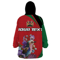 Personalized Kenya Lilac Breasted Roller Wearable Blanket Hoodie With Violet Flowers - Wonder Print Shop